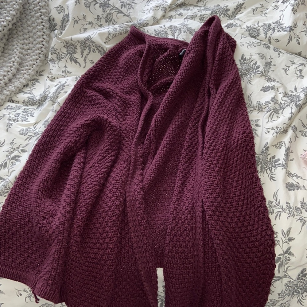 burgundy cardigan
